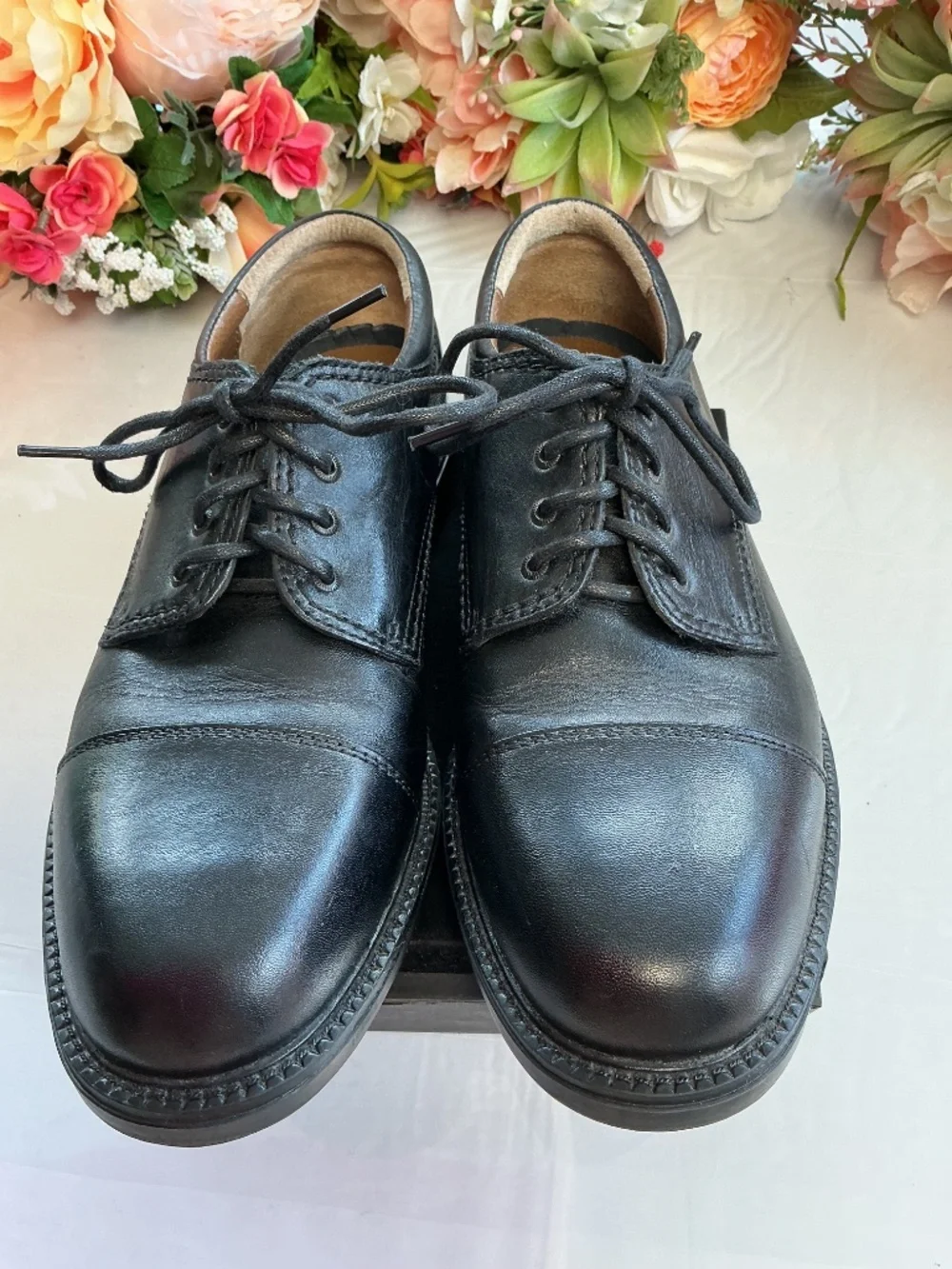 Dockers Men’s Black Leather Cap Toe Lace Up Dress Shoes Office Work Size 9M